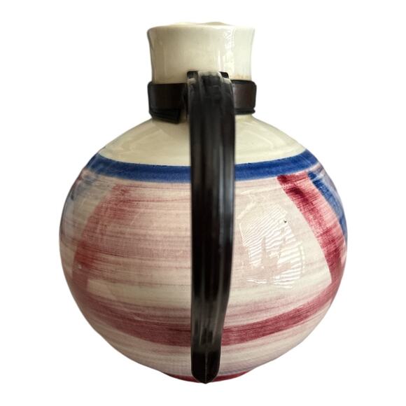 Vintage Vernon Kilns Red White Blue Plaid Mid Century Coffee Pot Pitcher Calico - Picture 3 of 9